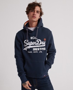 Superdry Vintage Logo Racer Férfi Kapucnis Pulóver Sötétkék | HQTGO8106